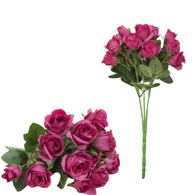

One Branch Artificial Rose 15 Heads Simulation Faux Flowers Wedding Office Room Decoration Blue