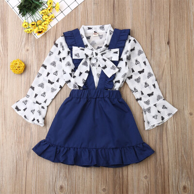 

Toddler Kids Baby Girl Tops T-Shirt Suspender Skirt Dress 2Pcs Outfit Clothes