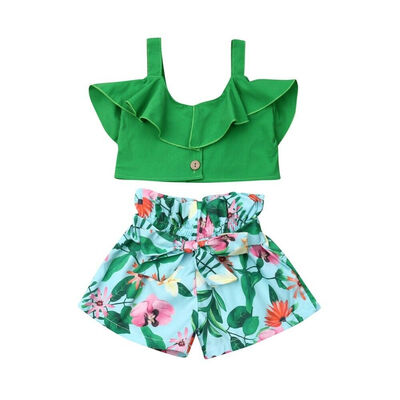 

Toddler Kids Baby Girls T-shirt Vest Tops Shorts Outfits Summer Clothes Set