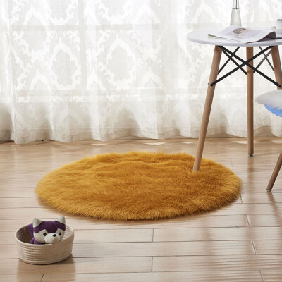 

Gobestart Wool Imitation Sheepskin Rugs Faux Fur Non Slip Bedroom Shaggy Carpet Mats