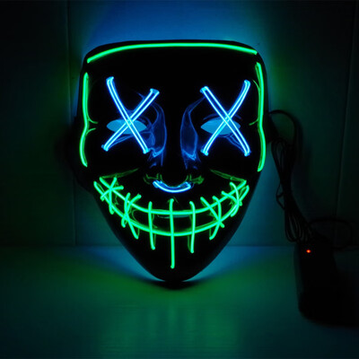 

Halloween Mask EL Party Masks Horror Masque Neon Parti Mascara Cosplay Scary Masker Glowing Mascarillas Skull Maski