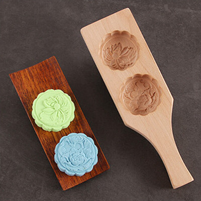 

Toponeto Flower Shapes Handmade Environmental Wooden Mooncake Mold for Ice Making