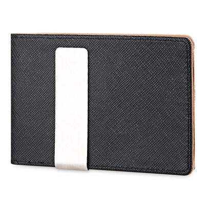 

Unisex Open Horizontal PU Leather Short Hard Money Clip