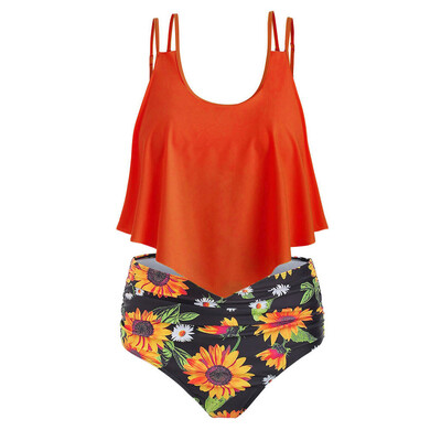 

Roseonmyhand Women Two Pieces Bathing Suits Top Ruffled With High Waisted Bottom Bikini Set