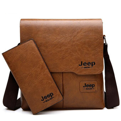 

2 Set Men Leather Shoulder Bags Man Messenger Bag money wallet Business male Carossbody Casual handbag Brand