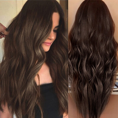 

〖Follure〗Fashion Womens Synthetic Wig Brown Long Wavy Full Wigs Party Hair Wigs