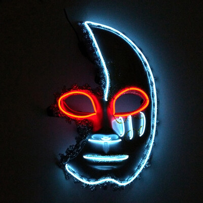 

Half Face Glowing Mask Crescent Shape Halloween Funny Screaming Ball Mask for Halloween Party Cosplay Costume Props Tools