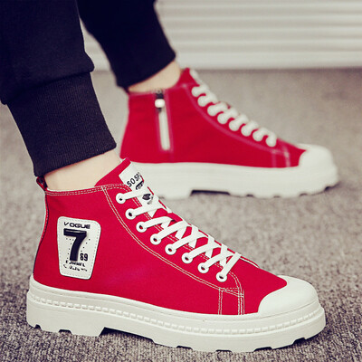 

Summer Trend Korean Version Baitao Trendy Shoes Mens High Upper Slippers Student Canvas Black Mens Shoes Autumn