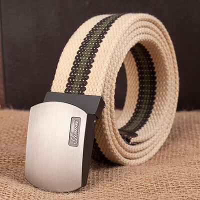 

Canvas Men belt high quality Alloy Automatic buckle belt youth Men&Women outdoor casual cowboy pants belt 110-140cm