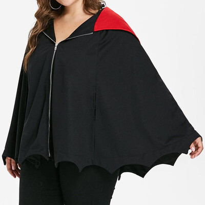 

Roseonmyhand Women Fashion Halloween Hooded Sleeveless Zipper Cloak Cosplay Outwear Coat