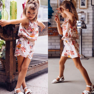 

New Baby Kids Girls Casual Floral Playsuit Boysuit Shorts Jumpsuit Outfits Sets