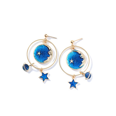 

1 Pair Unique Star Moon Planet Dangle Drop Earrings Fashion Alloy Hook Earring Women Jewelry Accessories Gifts