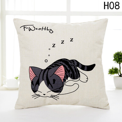 

Chis Sweet Home Cat Cotton Pillow Case Sofa Waist Throw Cushion Cover Home Car Decor