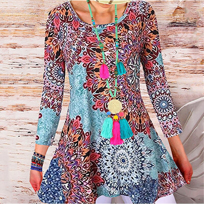 

Starmoon Women Long Sleeve Print One Shouder Blouse Fashion T-shirt