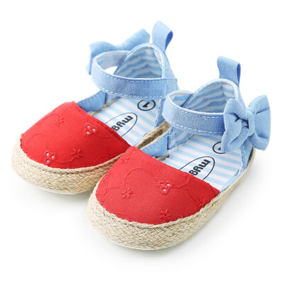 

WEIXINBUY Newborn Baby Princess Shoes Girls Mary Jane First Walker Cowboy Blue Bow Bebe Ballet Dress Walking Shoe Soft Soled