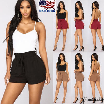 

Women&39s Summer Elastic High Waist Short Pants Wide Leg Casual Loose Shorts