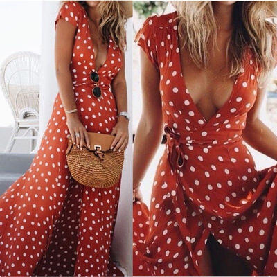 

Women Summer Boho Long Maxi Evening Party Cocktail Dress Beach Dresses Sundress
