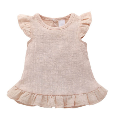 

Baby Girl Dress Baby Clothes Shirt Top Linen Cotton Casual Baby Girl Clothes Retro Short Sleeve Dress For Girls