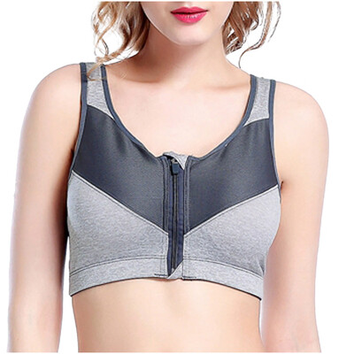 

Toponeto Women Ring-free Front Zipper Fitness Bras Cup Air Permeability Motion Underwear