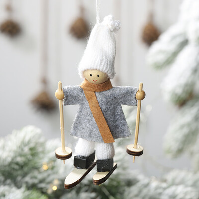 

Siaonvr Christmas Decoration Non-woven Ski Snowman Small Ornaments Doll Pendant