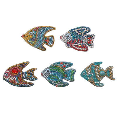 

5pcs DIY Cartoon Fish Diamond Painting Keyring Cross Stitch Keychain Decor