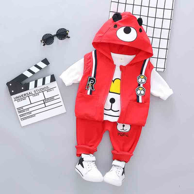 

Autumn Baby Boy Girl Cartoon Long Sleeve T-shirt Zipper Vest Sweatshirt Trousers Casual Outfits