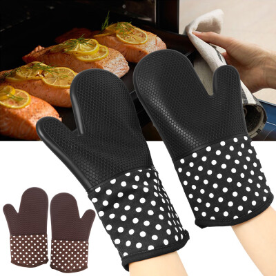 

Non-Slip Silicone Oven Mitts Heat Resistant Kitchen Oven Gloves for Cooking Baking Barbeque Potholder