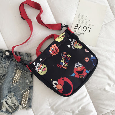 

2019 new casual fashion ugly sesame street portable canvas bag female cute cartoon wild shoulder Messenger bag