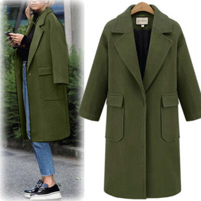 

Roseonmyhand Womens Winter Lapel Wool Coat Trench Jacket Big Pocket Overcoat Outwear