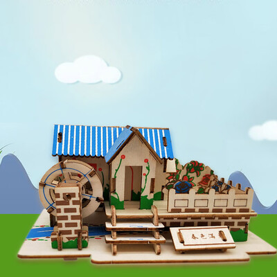 

Gotoamei Kids 3D wooden DIY Houses Jigsaw Children Castle Construction Pattern Puzzle Toy