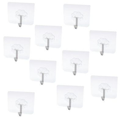 

10Pcs Clear Hanging Wall Hooks Reusable Adhesive Hooks Waterproof Seamless Sticky Hooks For Bathroom Kitchen Wall