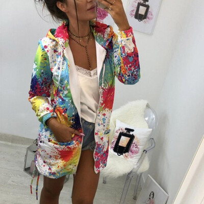 

Womens Long Sleeve Colorful Hooded Sweatshirt Jacket Coat Outwear Outwear Tops