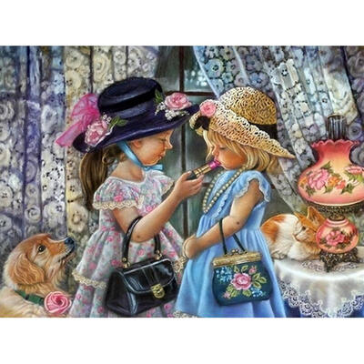 

5D DIY Full Drill Square Diamond Painting 2 Girls Cross Stitch Embroidery