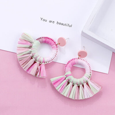 

Flashbuy Handmade Rattan Geometric Dangle Earrings For Women Rafite Earrings Exaggeration Simple Trend Fashion Jewelry Earrings