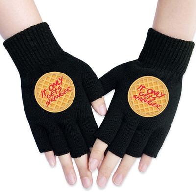 

Animemerch Stranger Things Gloves Eleven Demogorgon Cosplay Gloves Half Finger Gloves Printed Gloves Winter Warm Mitten