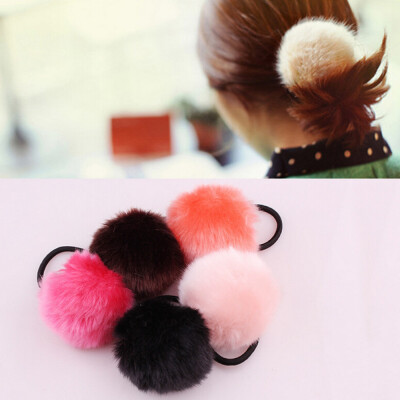 

〖Follure〗1PX Rabbit Fur Hair Band Elastic Hair Bobble Pony Tail Holder