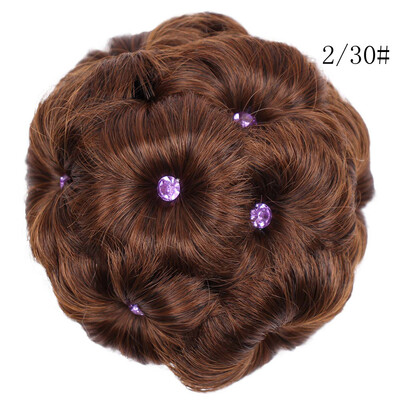 

〖Follure〗Female Wig Hair Ring Curly Bride Makeup Diamond Bun Flowers Chignon Hairpiece