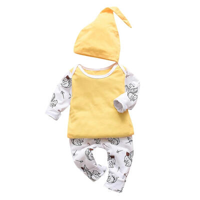 

3pcsset Baby Boy Girls Long Sleeve Squirrel Printing TopsPantsHat Suit