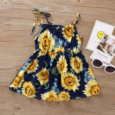 

Toddler Baby Girls Princess Floral Sunflower Beach Party Casual Dress Clothes