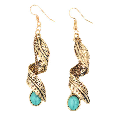 

Creative Natural Leaf Shape Earings Turquoise Leaf Gift Earrings New Earings