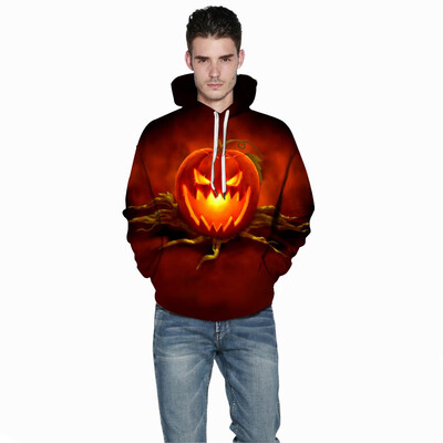 

Toponeto Mens New Style 3D Printed Long-Sleeved Cap Guard With Round Collar Blouse