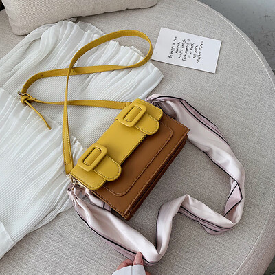 

High-grade womens bag with foreign gas in summer retro-color small square bag the new 2019 hundred silk towel slanted the bag on