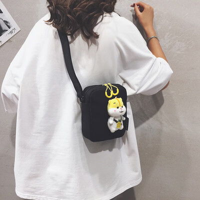 

Bag female 2019 new small fresh girl cartoon hamster bag Korean version of the wild student canvas shoulder Messenger bag
