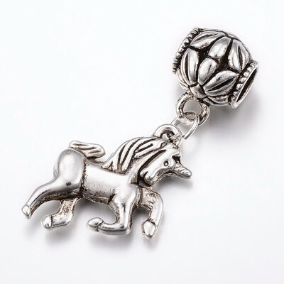 

Tibetan Style Alloy European Dangle Beads Large Hole Pendants Cadmium Free & Lead Free Horse Antique Silver 38mm Hole 5mm