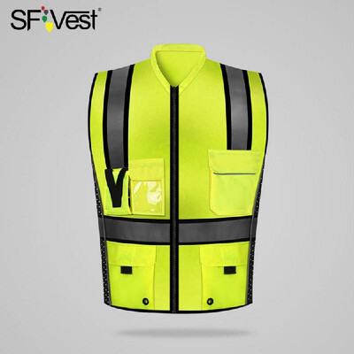 

SFVest High Visibility Reflective Safety Vest Reflective Vest Multi Pockets Workwear Security Working Clothes Day Night Motorcycl
