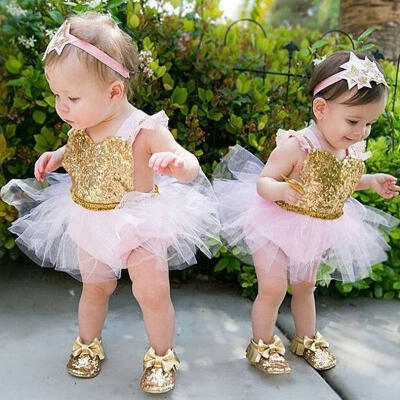 

Pink Flower Girl Princess Dress Infant Baby Party Wedding Lace Tulle Tutu Dresses