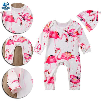 

Cotton Clothes 0-24M Newborn Infant Baby Girl Flamingo Romper Bodysuit 2Pcs