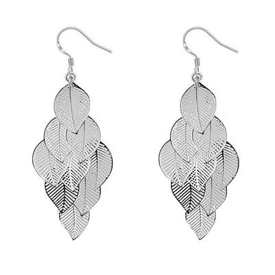 

Women Hollow Leaf Drop Hook Earrings Multilayer Leaves Pendant Eardrop Jewelry Party