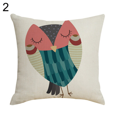 

Cute Owl Linen Throw Pillow Case Cushion Cover Sofa Bed Car Cafe Office Decor