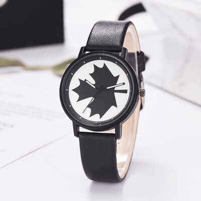 

RM Fashion Simple And Simple Leisure Maple Leaf Scale Leather Strap Ladies Watch